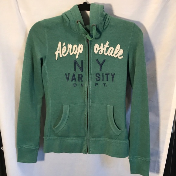 Aeropostale ladies S/P green hooded sweatshirt - Picture 1 of 3